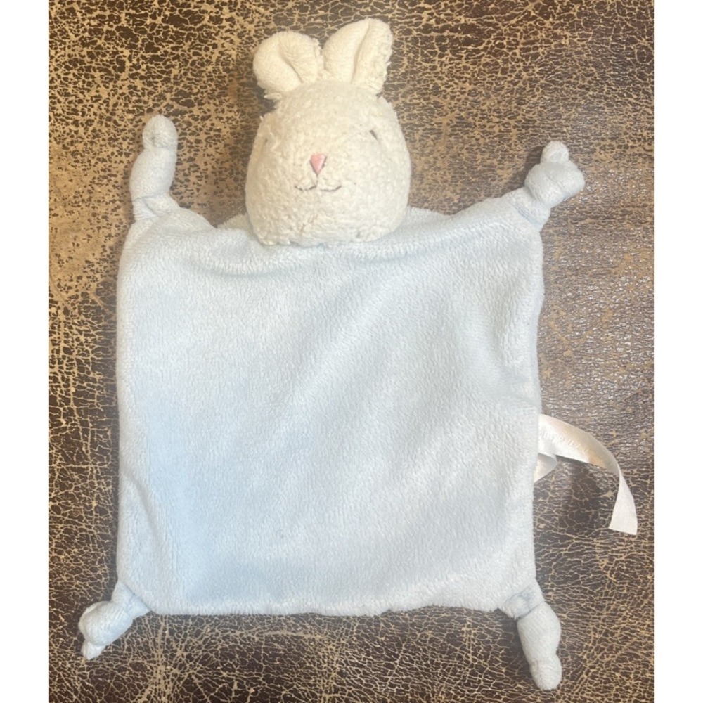 Baby Lovey Blue Bunny Rabbit Knotted Corners Security Blanket Dan Dee Plush